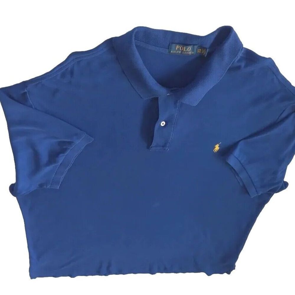 Polo Ralph Lauren Men's Button Up 2XB 2TG Stretch Blue Label Royal Blue Cotton